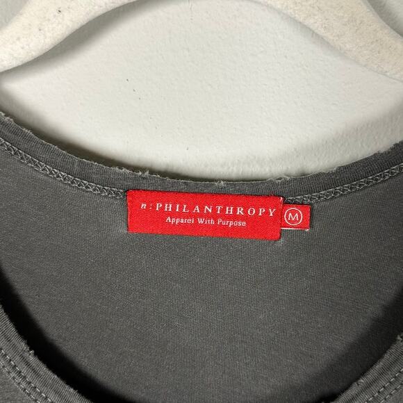 n:Philanthropy Gray Lori Distressed Paint Splatter Midi Dress Women's Medium - Picture 7 of 8